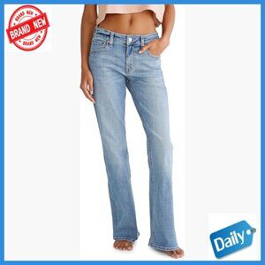 Mid Rise Flare Jeans, Stretch Denim, 32" Inseam, Y2K Style